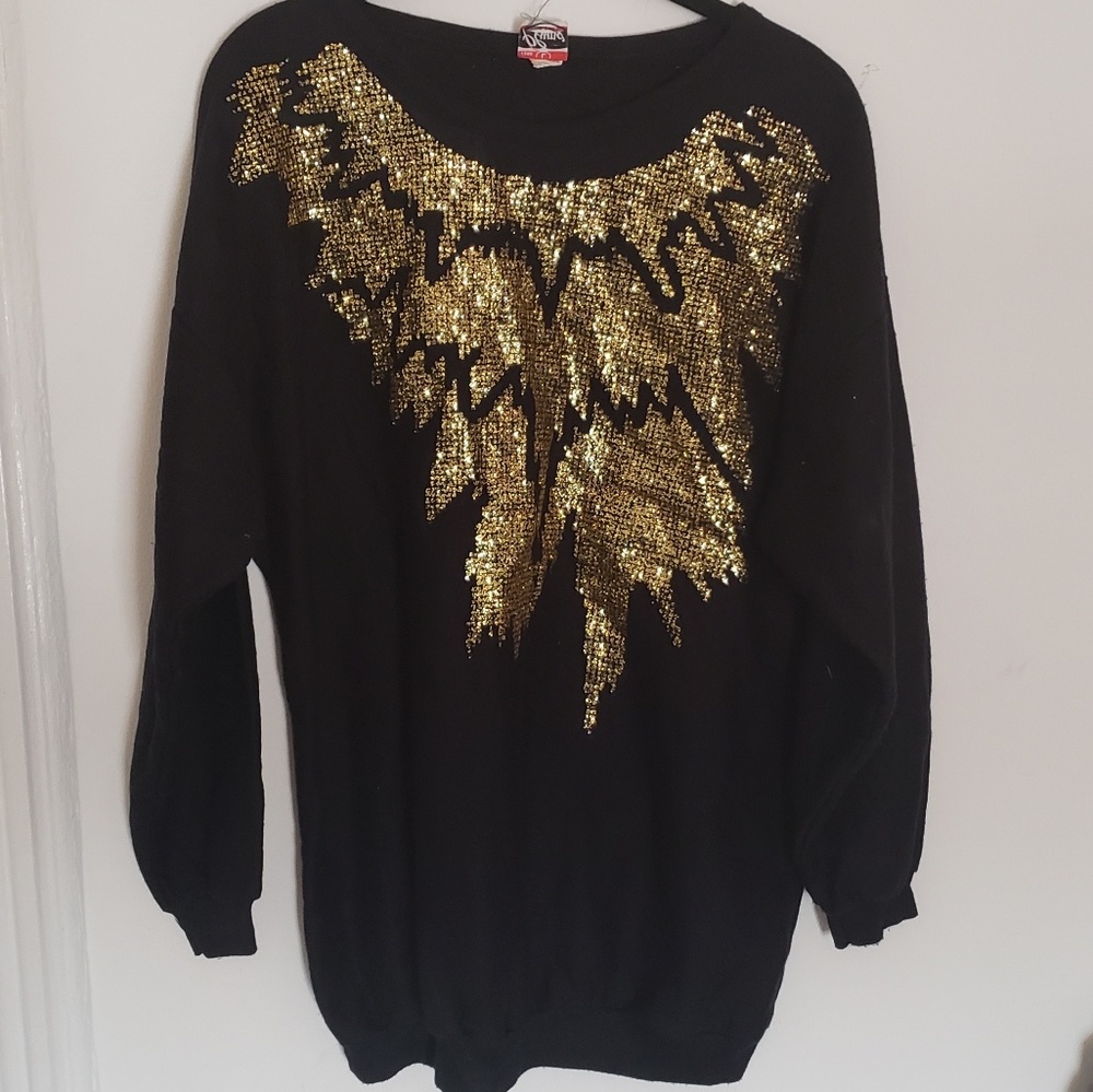 Vintage Black sweater with gold glitter detail